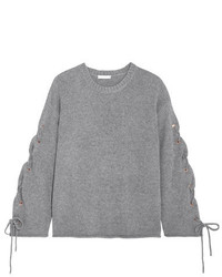 See by Chloe See By Chlo Oversized Lace Up Knitted Sweater Gray