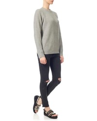 Alexander Wang T By Heather Grey Wool Ribbed Jumper