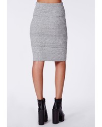 Missguided Madelynn Knit Midi Pencil Skirt Grey