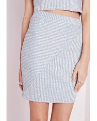 Missguided Textured Bandage Ribbed Mini Skirt Grey