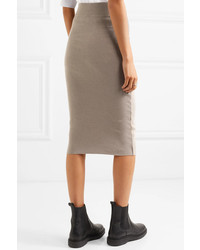James Perse Ribbed Stretch Cotton Midi Skirt