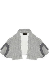 Burberry Cotton Blend Jersey And Cable Knit Cape Gray