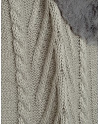 7x Knitted Scarf With Faux Fur Collar