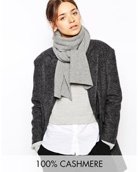 Johnstons Cashmere Ribbed Scarf Light Gray