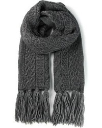Christian Pellizzari Cable Knit Fringed Scarf
