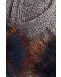 Jocelyn Knit Scarf With Genuine Fox Fur Poms