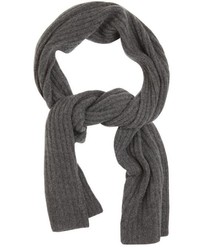Portolano Light Grey Cashmere Ribbed Knit Scarf