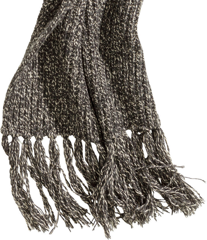 H&M Rib Knit Scarf Dark Gray Melange, 24 H & M Lookastic