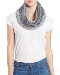 Calvin Klein Ribbed Knit Faux Fur Trimmed Loop Scarf