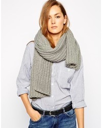 Selected Clea Chunky Knitted Scarf Gray