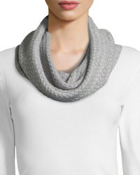 Todd And Duncan Cashmere Cable Knit Infinity Scarf Heather Gray