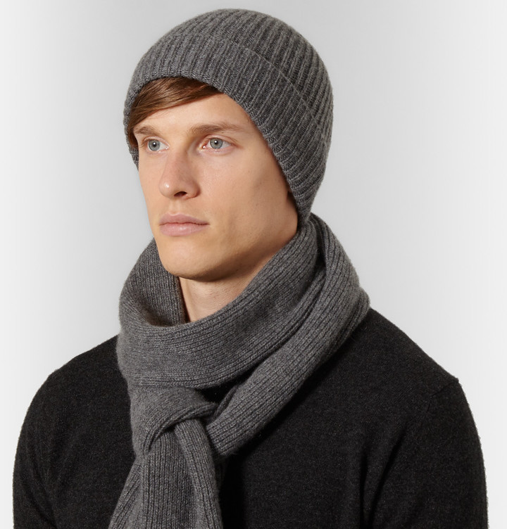 William Lockie Ribbed hat in Charcoal 4-ply pure cashmere – No Man