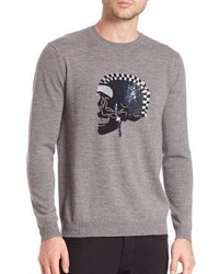 Markus Lupfer Merino Wool Intarsia Knitted Skull Sweater