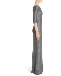 St. John Evening Collection Sequin Knit Off The Shoulder Gown