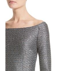 St. John Evening Collection Sequin Knit Off The Shoulder Gown