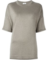 Grey Knit Silk T-shirt
