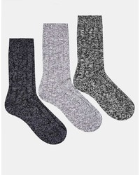 Asos Brand 3 Pack Cable Boot Socks