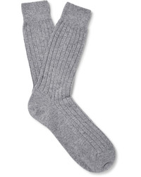 Sunspel Ribbed Knit Cashmere Socks