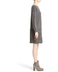 Fabiana Filippi Suede Panel Wool Blend Knit Dress