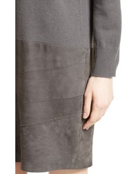 Fabiana Filippi Suede Panel Wool Blend Knit Dress