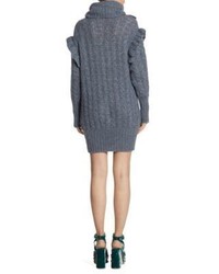Miu Miu Cable Knit Embroidered Alpaca Sweater Dress