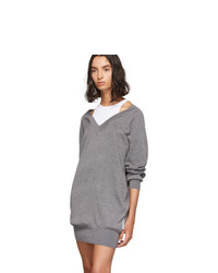 alexanderwang.t Grey And White Bi Layer Sweater Dress