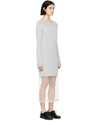 Maison Margiela Grey Knit Tulle Sweater Dress