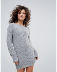 Lasula Slash Neck Knit Sweater Dress
