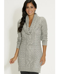 Maurices Cable Knit Sweater Dress With Cowl Neck In Gray