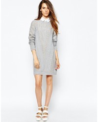 See by Chloe See By Chlo Gray And Pink Knit Sweater Dress
