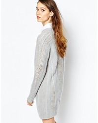 See by Chloe See By Chlo Gray And Pink Knit Sweater Dress