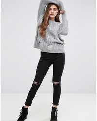 Asos Cable Sweater With Ladder Detail