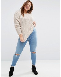 Asos Curve Curve Cable Sweater In Slouchy Shape