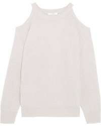 IRO Lineisy Cold Shoulder Ribbed Knit Sweater Light Gray