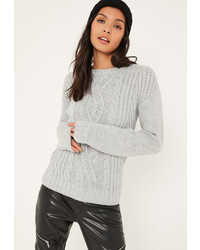 Missguided Grey Cable Sweater