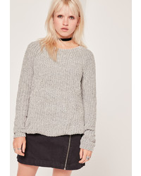 Missguided Grey Chunky Knit Cozy Sweater
