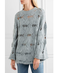 See by Chloe See By Chlo Open Knit Wool Blend Sweater Gray