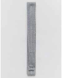 Asos Brand Wedding Knitted Tie In Gray