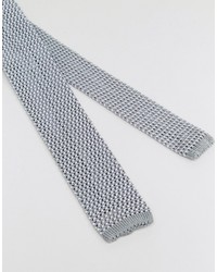 Asos Brand Wedding Knitted Tie In Gray