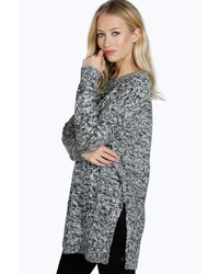 Boohoo Alexis Side Slit Cable Knit Tunic