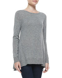 Neiman Marcus Cashmere Collection Exposed Seam Hi Low Cashmere Tunic