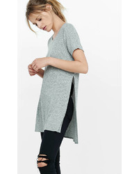 Marl Ribbed Express One Eleven Slit Tunic T Shirt