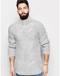 Asos Brand Cable Sweater With Turtleneck