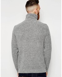 Asos Brand Lambswool Rich Cable Knit Sweater With Turtleneck