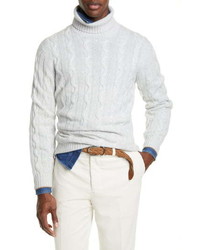 Brunello Cucinelli Cable Knit Cashmere Turtleneck Sweater