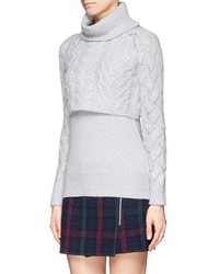 Nobrand Cable Knit Overlay Turtleneck Sweater