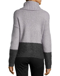 Neiman Marcus Cable Knit Turtleneck Sweater Grayblack