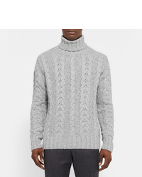 Hackett Cable Knit Wool And Cashmere Blend Rollneck Sweater