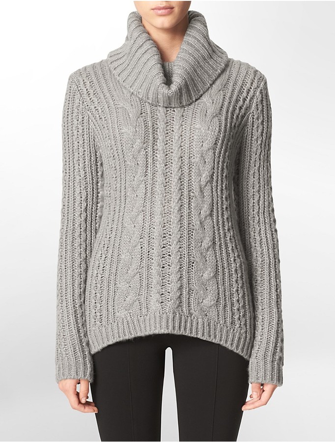 Calvin Klein Cable Knit Turtleneck Sweater, $109 | Calvin Klein | Lookastic