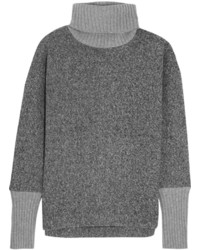 J.Crew Cashmere Trimmed Fleece Turtleneck Sweater Gray